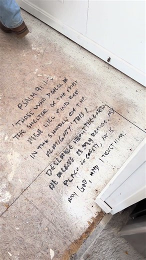 currently laying laminate in our entire house and wanted to write some scripture that we’ve prayed over our home on our sub floors 🥹 #scripture #homerenovation #diy #diyproject