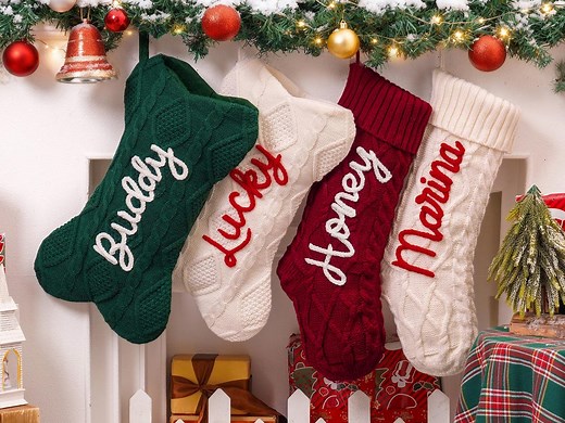 Personalized Christmas Stockings, 2025 Knitted Christmas Stockings With Name, Pet Dog Stockings, Christmas Family Stockings, Holiday Decor - Etsy