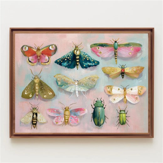 Jeweled Insects Art Print: Insect, Whimsical Art, Wall Decor, Funky, Jewel, Butterfly, Beetle - Etsy