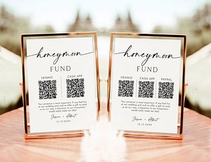 Honeymoon Fund QR Code Sign, Wedding Honeymoon Fund Sign, Venmo QR Code Modern Wedding Sign, Modern Wedding Sign, Editable Template Download - Etsy