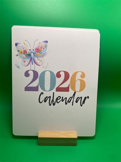 2026 Monthly Desk Calendar, Bright Butterflies, Wooden Base, One Page per Month - Etsy