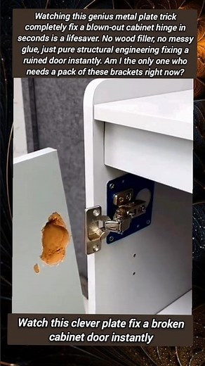 ​Watch this clever plate fix a broken cabinet door instantly #HingeRepair #CabinetFix #DIYHardware