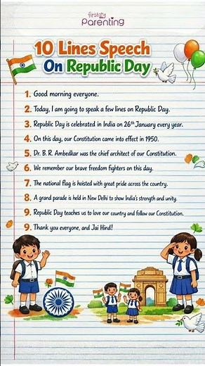 10 Lines Speech On Republic Day In English #republicday2026 #speech