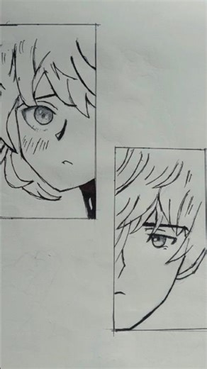 Sad Anime face Drawing🖤 #shorts #drawing