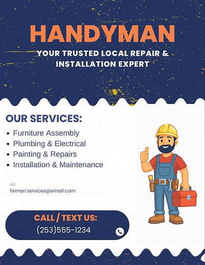 Editable Handyman Flyer Template | Business Marketing Canva Design - Etsy