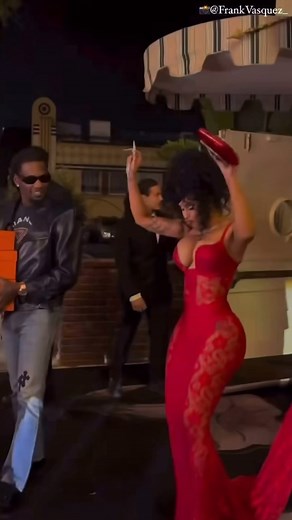 Candice Cuoco on Instagram: "Custom for @iamcardib ❤️‍🔥 All Red lace gown with a floral lace train, corset lace up back w/ Frederick’s Rising Star built in bra customized for the Birthday Queen xxx Styled by @kollincarter Captured by @frankvasquez_ Thank you to the entire Carter crew for this moment. XX"