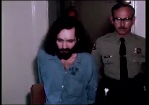 Cult leader Charles Manson during his murder trial in 1969