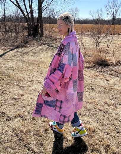 Boho Barbie Oversized Pink Patchwork Quilt Overcoat - Etsy