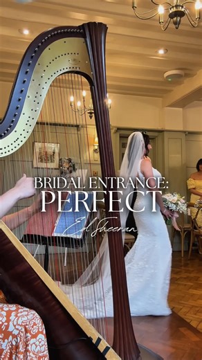 Cecily Beer | Harpist on Instagram: "Ed Sheeran’s Perfect is a sublime choice for a bridal entrance. This wedding absolutely nailed it with the song choice! The gorgeous flower girls were beaming with happiness as their mummy and daddy were getting married. The music suited the moment so perfectly I actually found it hard to keep myself together. 🥰 Shout out to @91lindsey - the most gorgeous bride ❤️ #harpist #harp #weddingmusician #weddingharpist #eventmusician"