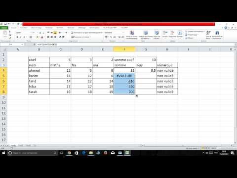 calcul moyennes avec coefficients avec excel