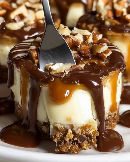 No Bake Turtle Mini Cheesecakes Ingredients: 1 cup graham cracker crumbs 1/4 cup granulated sugar 1/2 cup unsalted butter, melted 8 ounces cream cheese, softened 1/2 cup powdered sugar ...... Full Recipe in Coʍmеոτ 💬 | The Saucy Plate