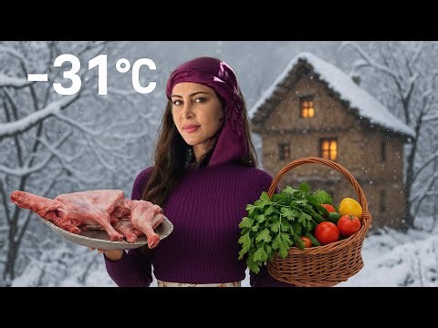 Village Survival Cooking in -31°C Snowstorm | How to Cook Lamb in Deep Snow
