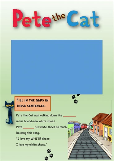 Pete the Cat: I Love My White Shoes interactive worksheet