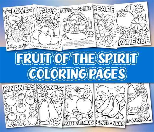 Scripture Coloring Pages, Fruit of the Spirit Coloring Book, Bible Verse Coloring Pages for Adults and Kids, Galatians 5:22-23 Coloring Page - Etsy