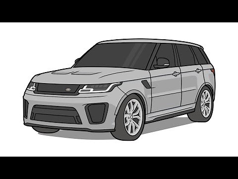 How to draw a RANGE ROVER SPORT SVR 2015 / drawing land rover sport 2018