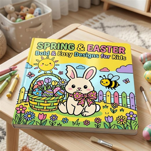Spring Easter Coloring Book for Kids | Bold Easy Bunny Egg Designs (ages 3-8) - Etsy