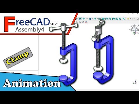 FreeCAD Assembly4 workbench: animate C-clamp