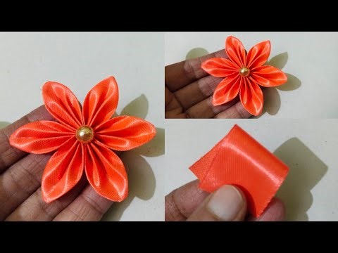 Diy:How to make an adorable fabric flower just 2 minutes! | Cloth Flower Making | ribbonembroidery