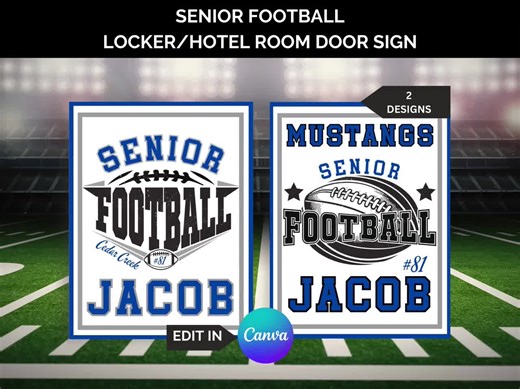 Senior Football Player Locker Sign Template for School Lockers, Locker Room Signs, Football Hotel Door Sign, Pep Rally Locker Decorations - Etsy