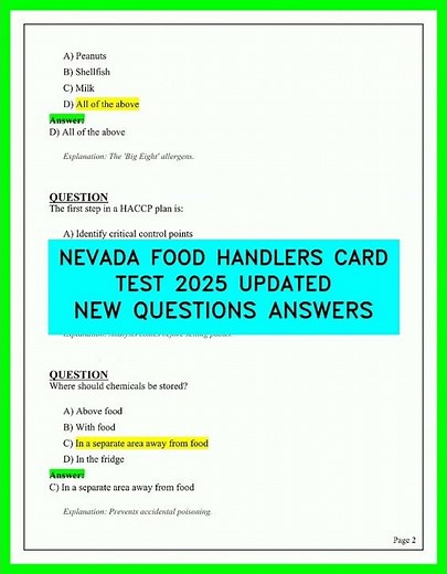 Pass the 2026 Nevada Food Handlers Card Test - Updated SNHD Questions and Answers