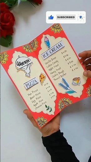 simple and beautiful menu card design ll #menucard #papercraft #cardidea #4