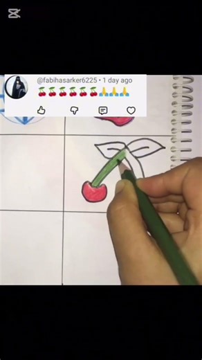 Easy Step-by-Step Cherry Drawing and Coloring Tutorial 🍒 #art #drawing #drawingtutorial #stepbystep