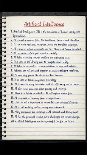 Artificial Intelligence 20 Lines Essay | Handwritten Notebook Style