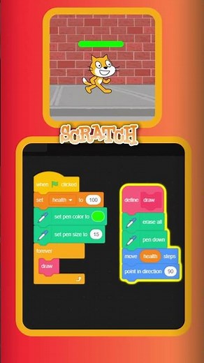 عمل شريط صحه للشخصيه #scratch #fyp #تعلم_البرمجة