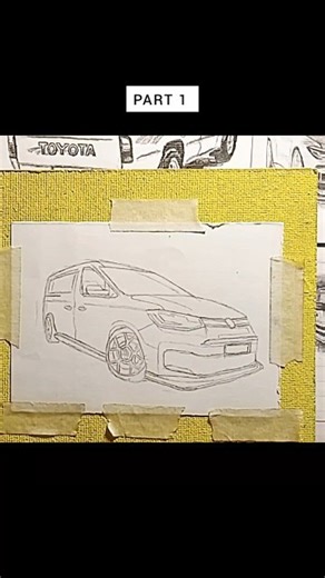 RESPECT | Stanced VW Caddy Maxi Drawing #drawingtutorial #howtodrawacar #learnart #modifiedcar