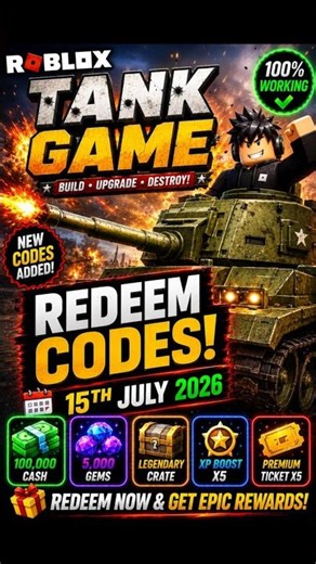Roblox Tank Game Codes | Tank Game Redeem Codes #tankgame