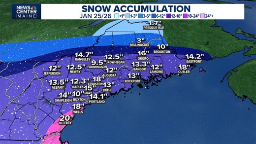 Winter storm brings well over a foot of snow to most of Maine