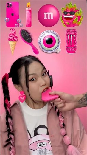 Satisfying Pink Food ASMR 🌸🦑💋Relaxing Eating Sounds #Shorts #Mukbang