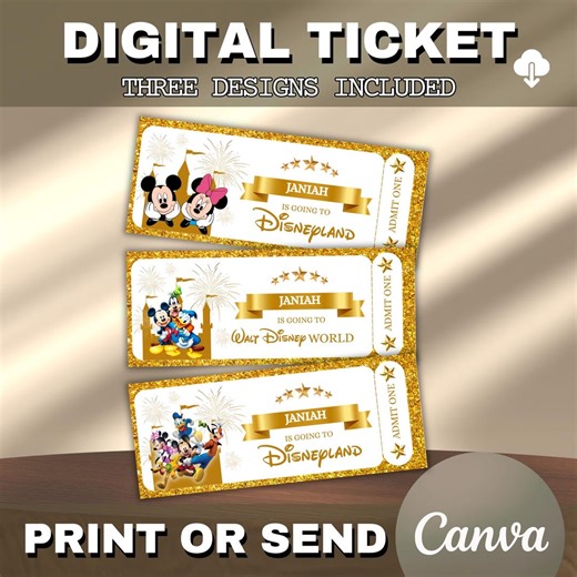 Printable Disneyworld Ticket Printable Theme Park Surprise Reveal Ticket, Disney Trip Ticket, Christmas Gift Disneyland, Instant Download - Etsy UK