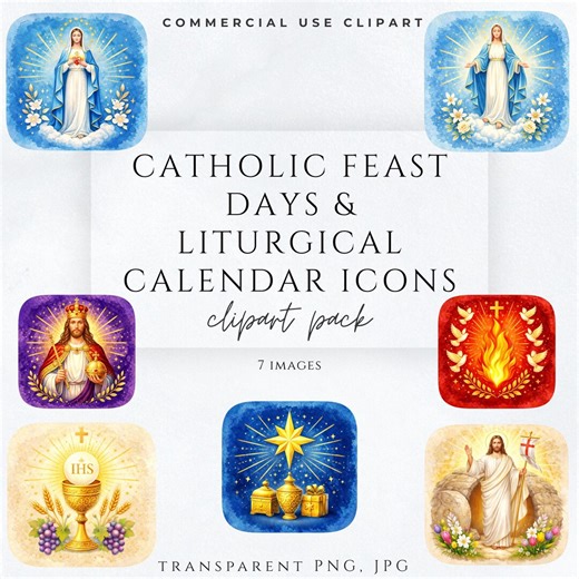 Catholic Feast Day Icons | Liturgical Calendar Icons | Catholic Planner Clipart | Religious Feast Icons | Commercial Use - Etsy