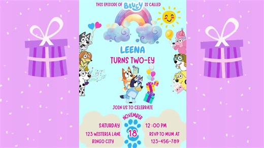 Editable Bluey Birthday Invitation, Kids Party, Bingo (digital Download) - Etsy UK