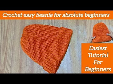 Crochet easy ribbed beanie tutorial for absolute beginners/crochet unisex cap tutorial