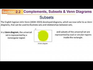 MATH 110 Sec 2.2 (F2019): Complements, Subsets & Venn Diagrams