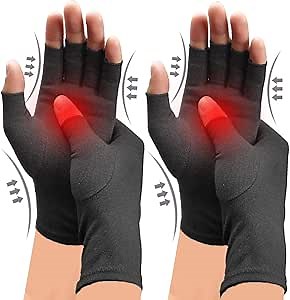 2 Pairs Arthritis Compression Gloves, for Arthritis, Rheumatoid, Osteoarthritis, Carpal Tunnel Pain, Compression Gloves for Arthritis for Women & Men, Gloves for Work, Warm Moisture Absorption