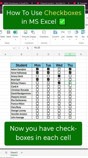 💢How to use Checkboxes in Excel‼️ 💢💥