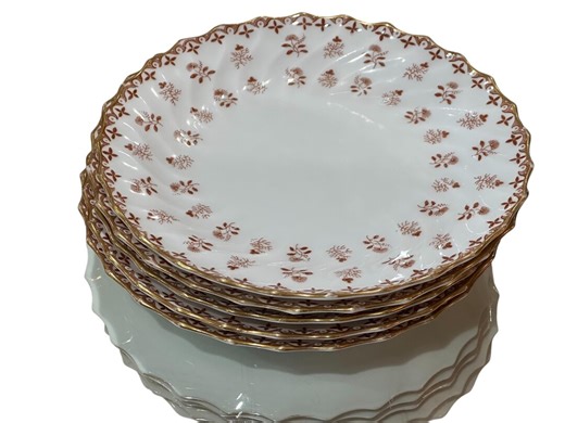 Antique1890 Copeland Spode China Dessert Set: Brown Floral Gilded Rims 5 Pieces - Etsy