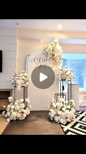 Event Prop Rentals on Instagram: "White and gold floral backdrop for a bridal shower. Simplicity! #backdrop #gold #misstomrs #flowers #bridetobe #bridalshower #babyshower #engagement #birthday #wedding #partyrental #eventrental #decorrental #beautiful #gorgeous #amazing #reel #vinylwriting #rental #smallbusiness #Facebook #instagood #installation #repost #luxdecor #toronto #downtown #whiteflowers #happy #photography"