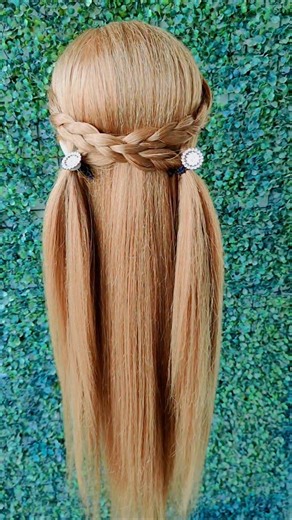 Cute Double Side Braid Look 💖 #viralshort #bunhairstyle #youtubeshorts #hair #hairstyle #sorts #yt