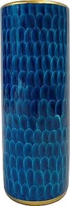 Luxurious Umbrella Stand Holder Umbrella Bucket Umbrella Rack Barrel Hand-Painted Feather Theme Porcelain Ceramic Floor Vase Entryway Porch Indoor 24" High Peacock Blue