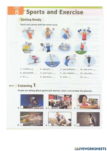 Listening Sports interactive worksheet