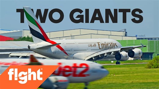 Two Giant Aircraft Move Simultaneously on the Runway