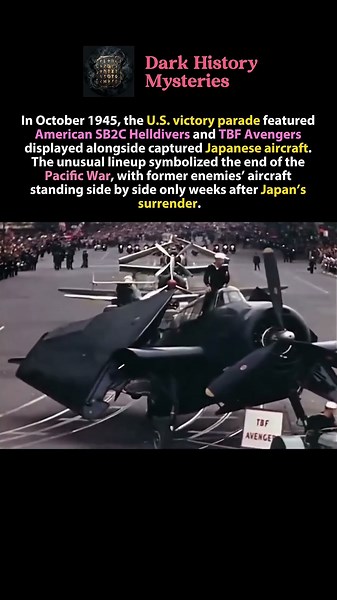 Captured Japanese Aircraft at the 1945 U.S. Victory Parade After World War II