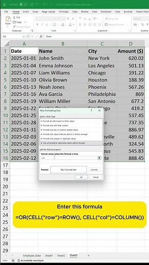 How to Highlight Active Row and Column in Excel Automatically | Conditional Formatting