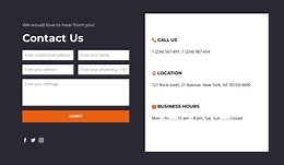 Contact us block with dark background - Web Page Design by Nicepage
