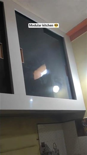 modular kitchen with ros gold concealed handle premium light grey colour sunmica