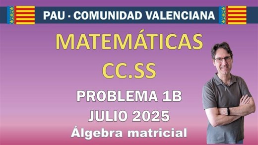 PAU Comunidad Valenciana – Matemáticas CCSS: Problema 1B (Julio 2025) | Resuelto paso a paso | Angel Cuesta Arza
